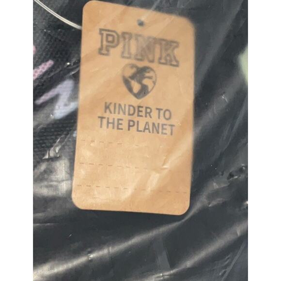 Victoria Secret Tote Weekender Zip Closure Black Love Pink Allover Print Sealed - Picture 4 of 6